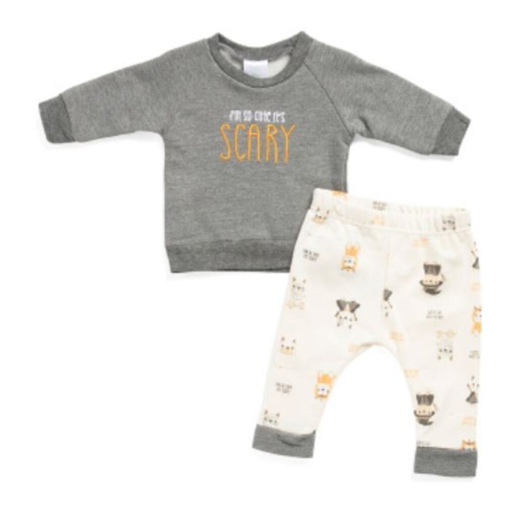 NWT BON BEBE Newborn Scary Sweatshirt and Pants Set Multicolor 6-9 months
